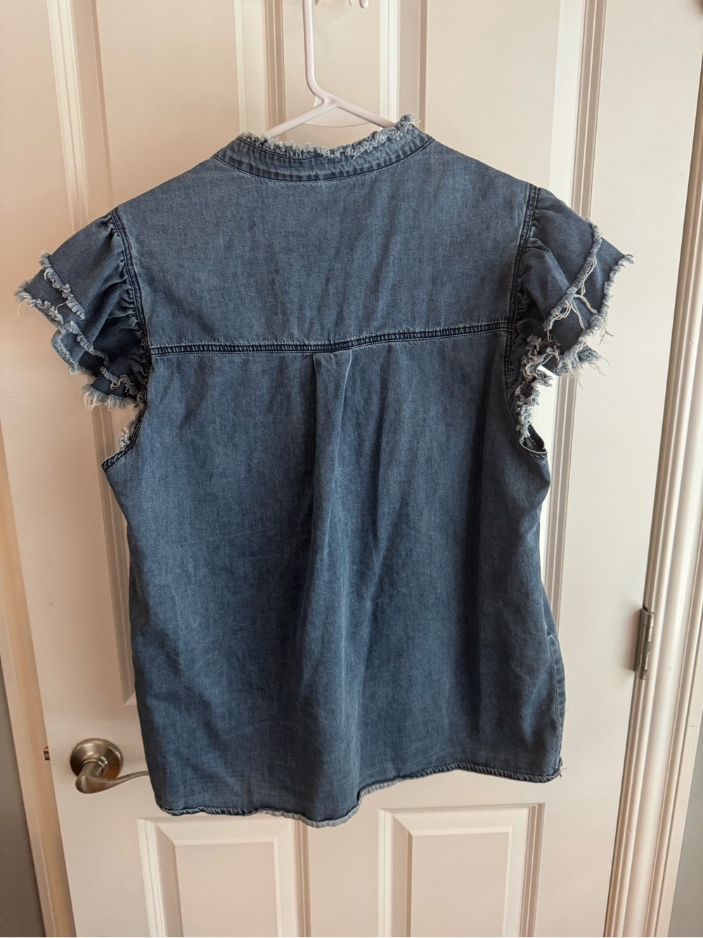 Amazon Denim Ruffle-Trim Tank Top - Blue - Picture 7 of 7